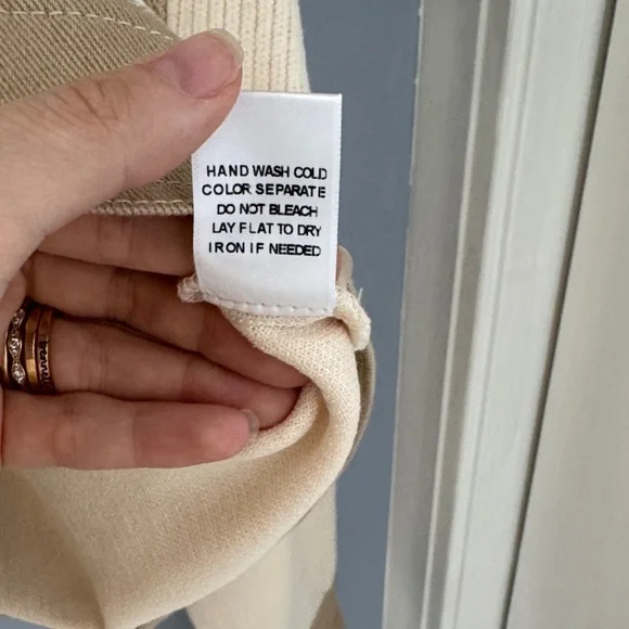 Le Lis Women's Tan and Cream Color Block Jean Jacket - Picture 7 of 7